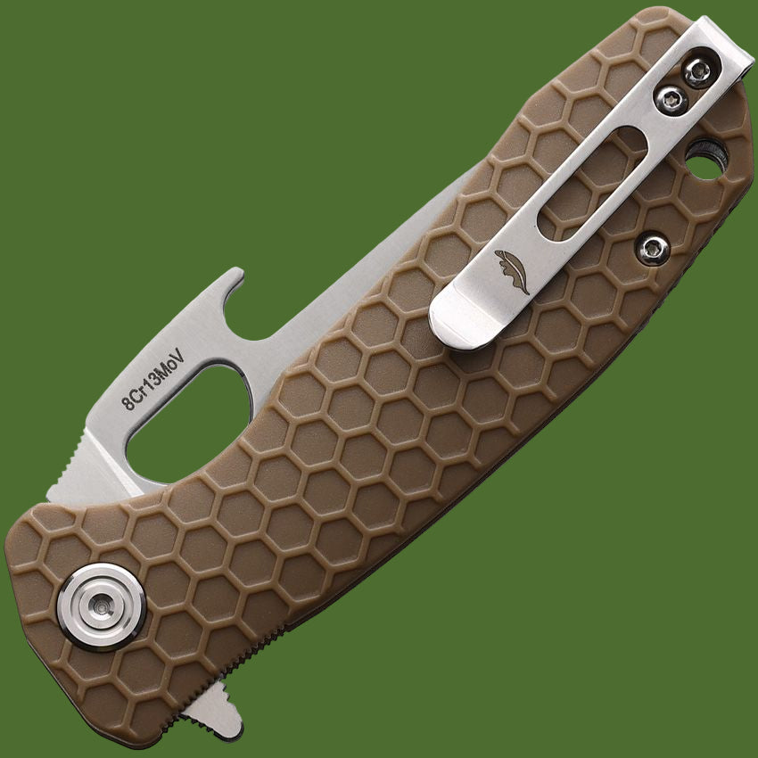 Honey Badger Medium Linerlock Easy Open Tan