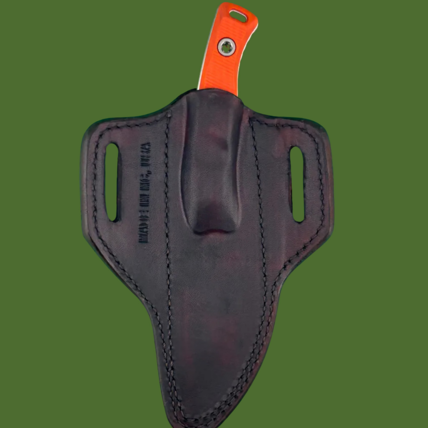 Microtech Akris G-10 Ember Dark Chocolate Leather Sheath Stonewash Standard 95-10 EM-1