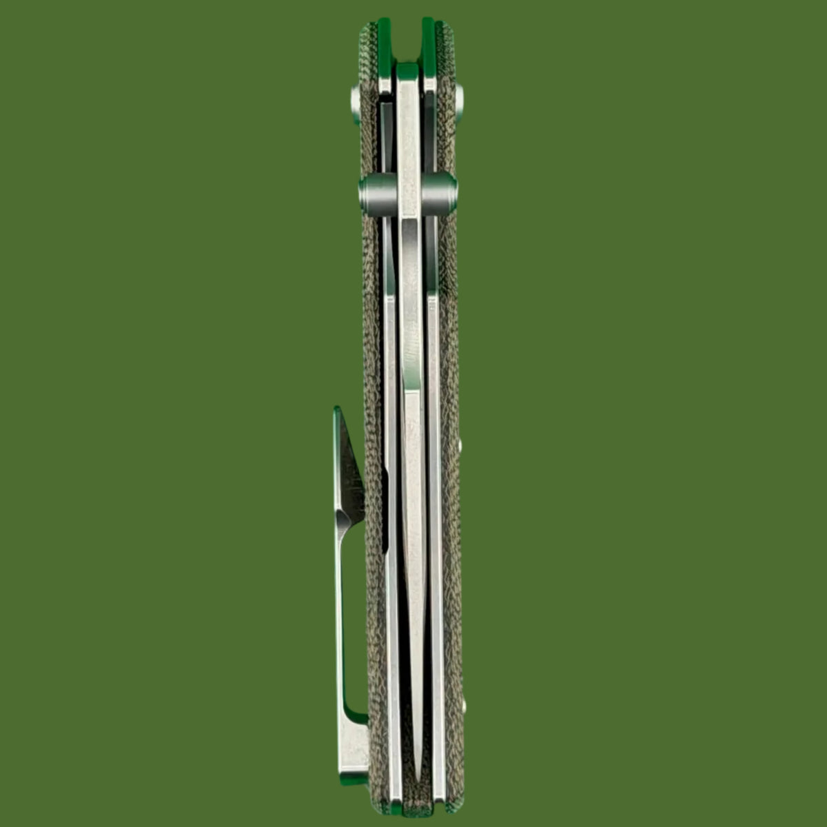 Chaves Blue Label Arison Street Liner Lock Green Micarta (Belt Satin Finish)