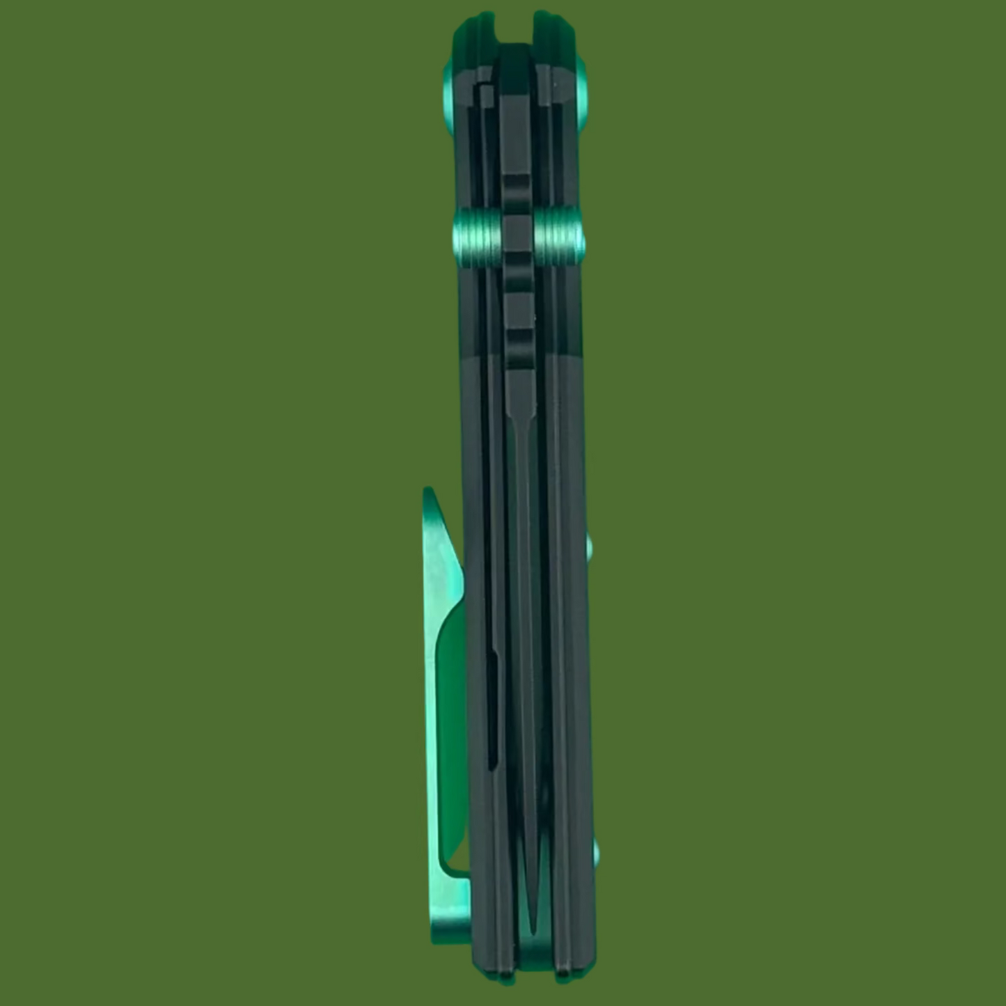 Chaves Blue Label Redencion Street Liner Lock Black Knurled Aluminum Handles Green Hardware (Black Tanto)