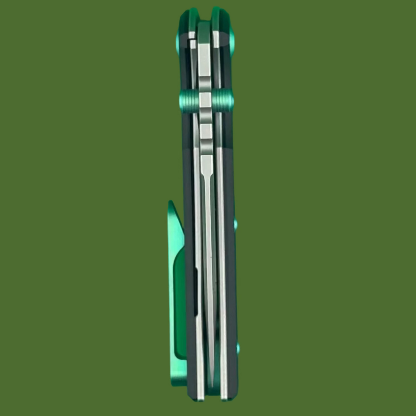 Chaves Blue Label Redencion Street Liner Lock Knurled Black Aluminum Handles Green Hardware (Stonewash Tanto)