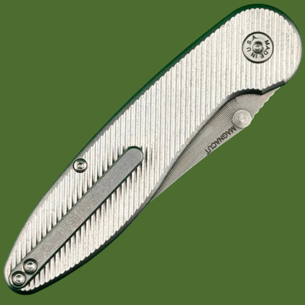 ABW Model 1 Button Lock Non-Flipper Titanium (Diagonal Milling)