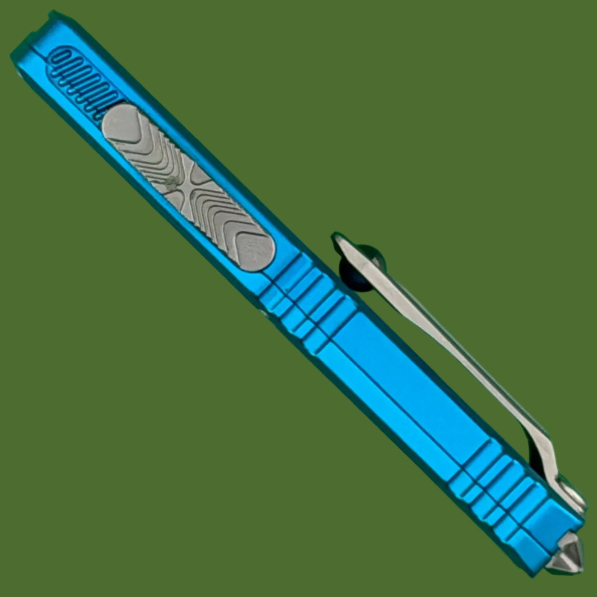 Microtech UTX-70 Gen IV Hellhound Signature Series Blue Stonewash Standard 14194-10BLS