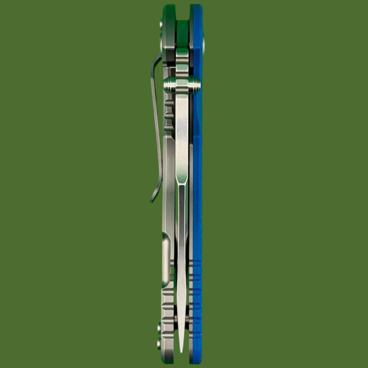 Hinderer XM-18 3.5” Bowie Non-Flipper Bead Blast Titanium Blue G-10