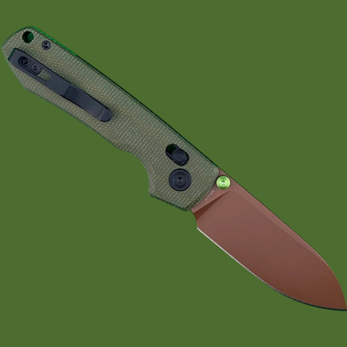 Vosteed Raccoon ModSwap Crossbar Lock (Green Micarta, Copper Dune Blade)