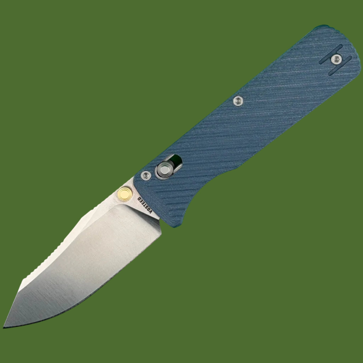 Vosteed Vombat Reverse Tanto Crossbar Lock (Blue G-10, Satin Blade)
