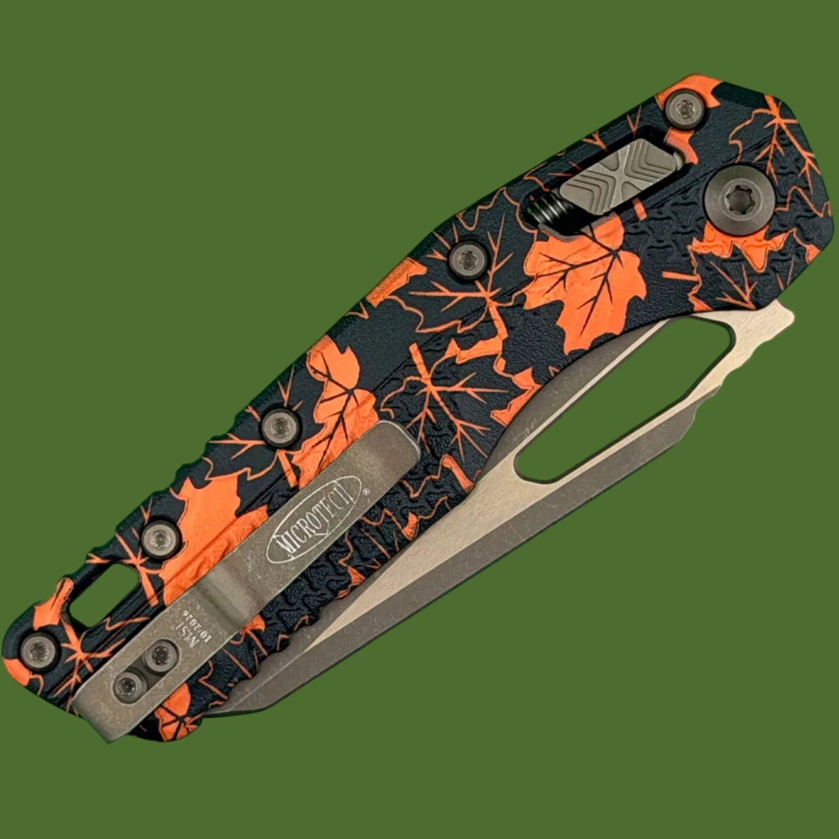 Microtech MSI S/E Tri-Grip Polymer Orange Leaves Bronzed Apocalyptic Standard 210T-13APPMOL