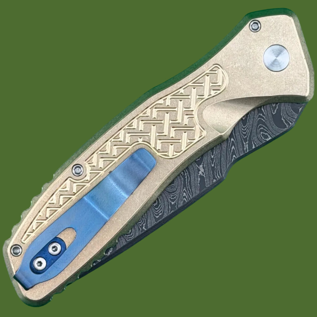 Protech 2026 Pallas Custom 004 Auto (AlBronze Handle, Boomerang Damascus Blade)
