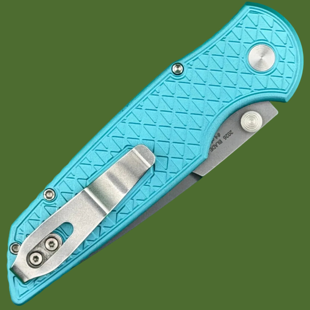 Protech TR-3 Integrity Button Lock Blade Show West Limited Edition (Tiffany Blue Relic Texture Handle, Stonewash Blade)