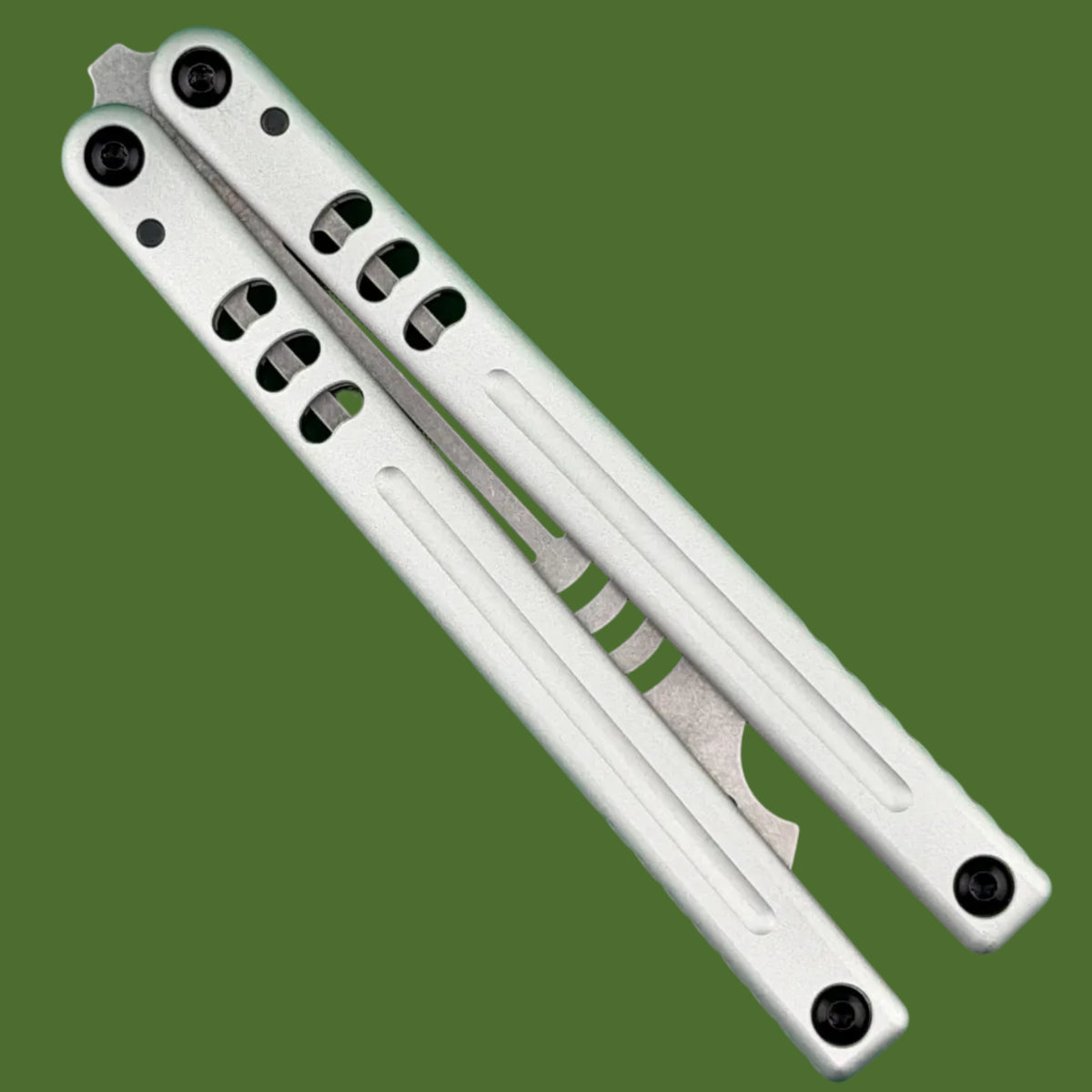 Squid Industries Mako V5 Bottle Opener Trainer Balisong Silver