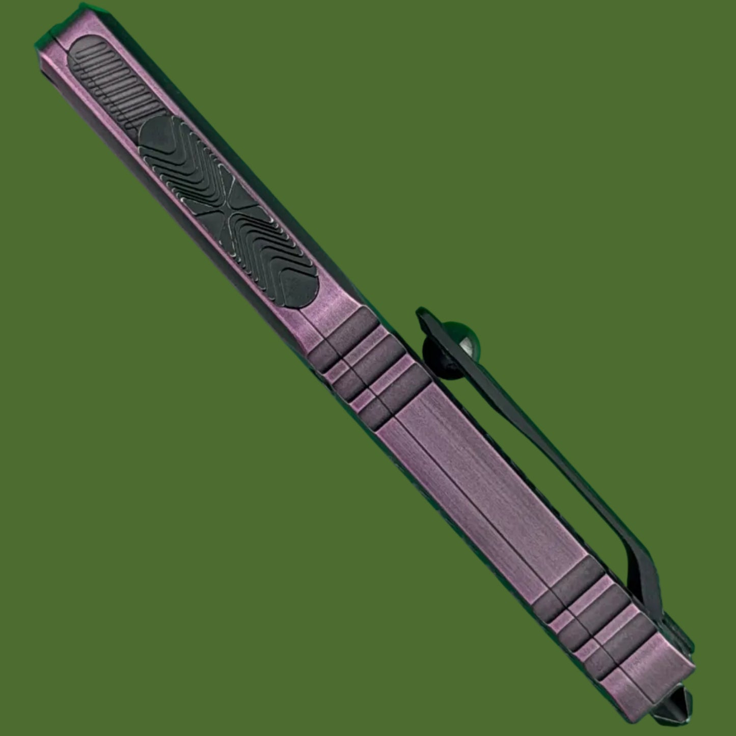 Microtech Ultratech D/E Gen IV Half Tri-Grip Purple Abrasion Standard 11224HT-1PUAA