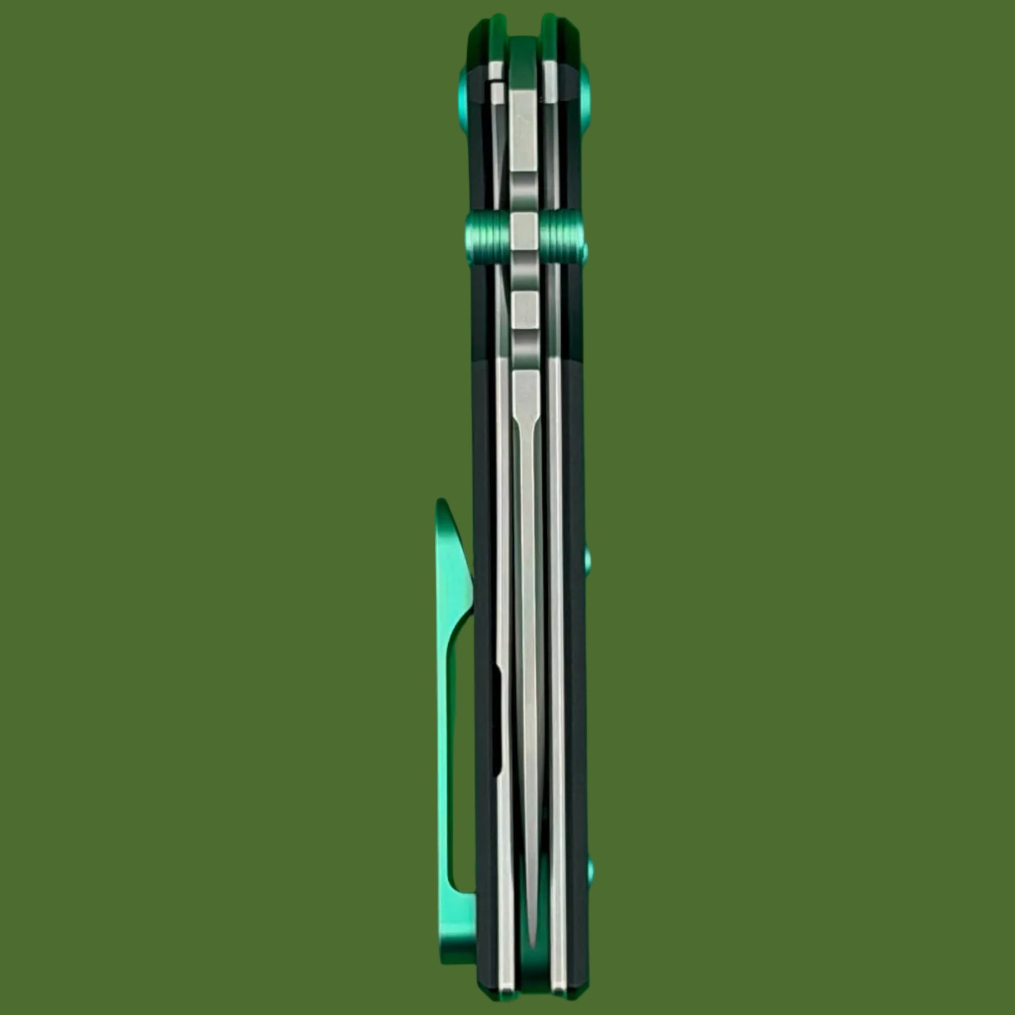 Chaves Blue Label Redencion 229 Liner Lock Black Knurled Aluminum Handles Green Hardware (Stonewash Drop Point)