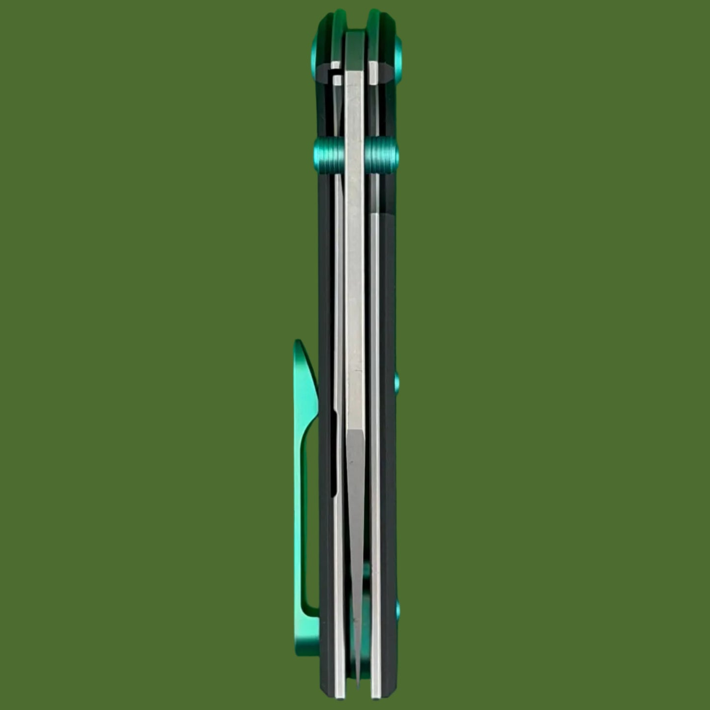 Chaves Blue Label Scapegoat 229 Liner Lock Black Knurnled Aluminum Handles Green Hardware (Stonewash)
