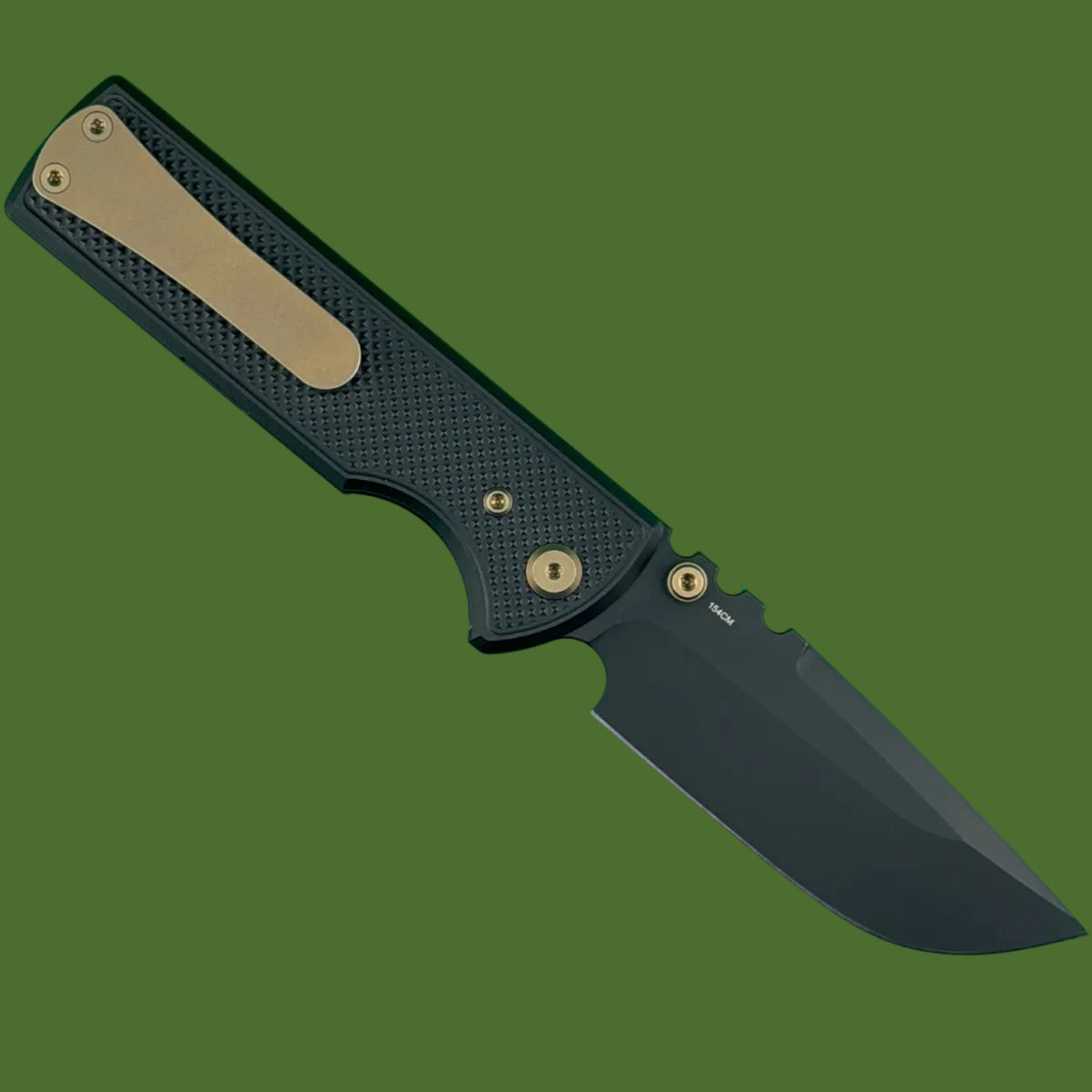 Chaves Blue Label NTAK Liner Lock Black Knurled Aluminum Handles Bronze Hardware (Black Drop Point)