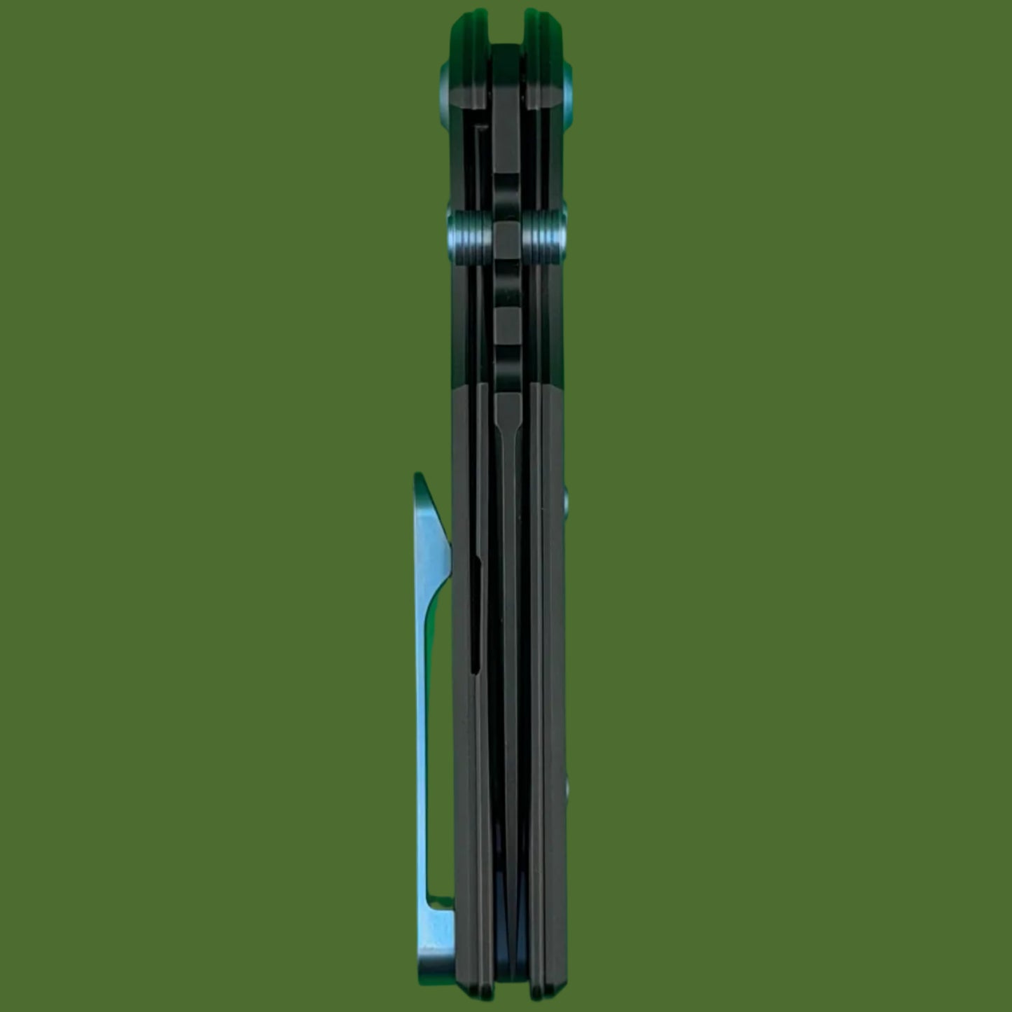 Chaves Blue Label NTAK Liner Lock Black Knurled Aluminum Handles Blue Hardware (Black Drop Point)