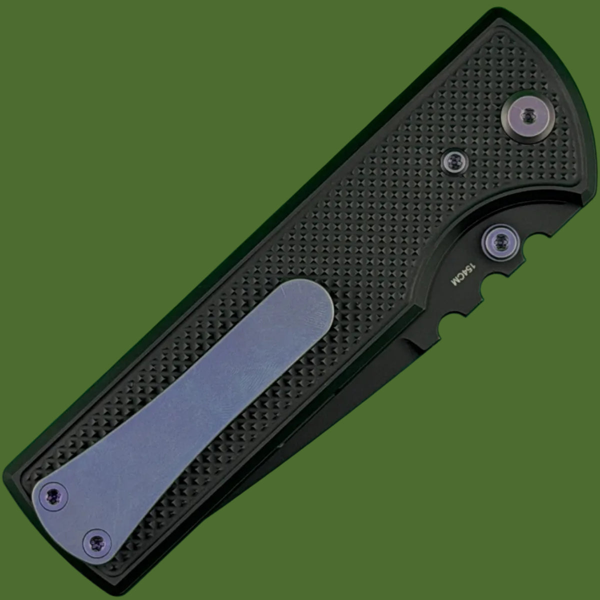 Chaves Blue Label NTAK Liner Lock Black Knurled Aluminum Handles Purple Hardware (Black Drop Point)