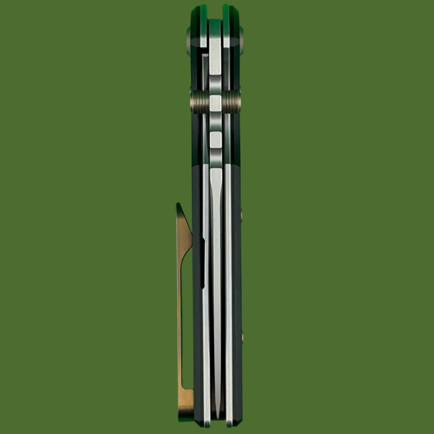 Chaves Blue Label NTAK Liner Lock Black Knurled Aluminum Handles Bronze Hardware (Stonewash Tanto)