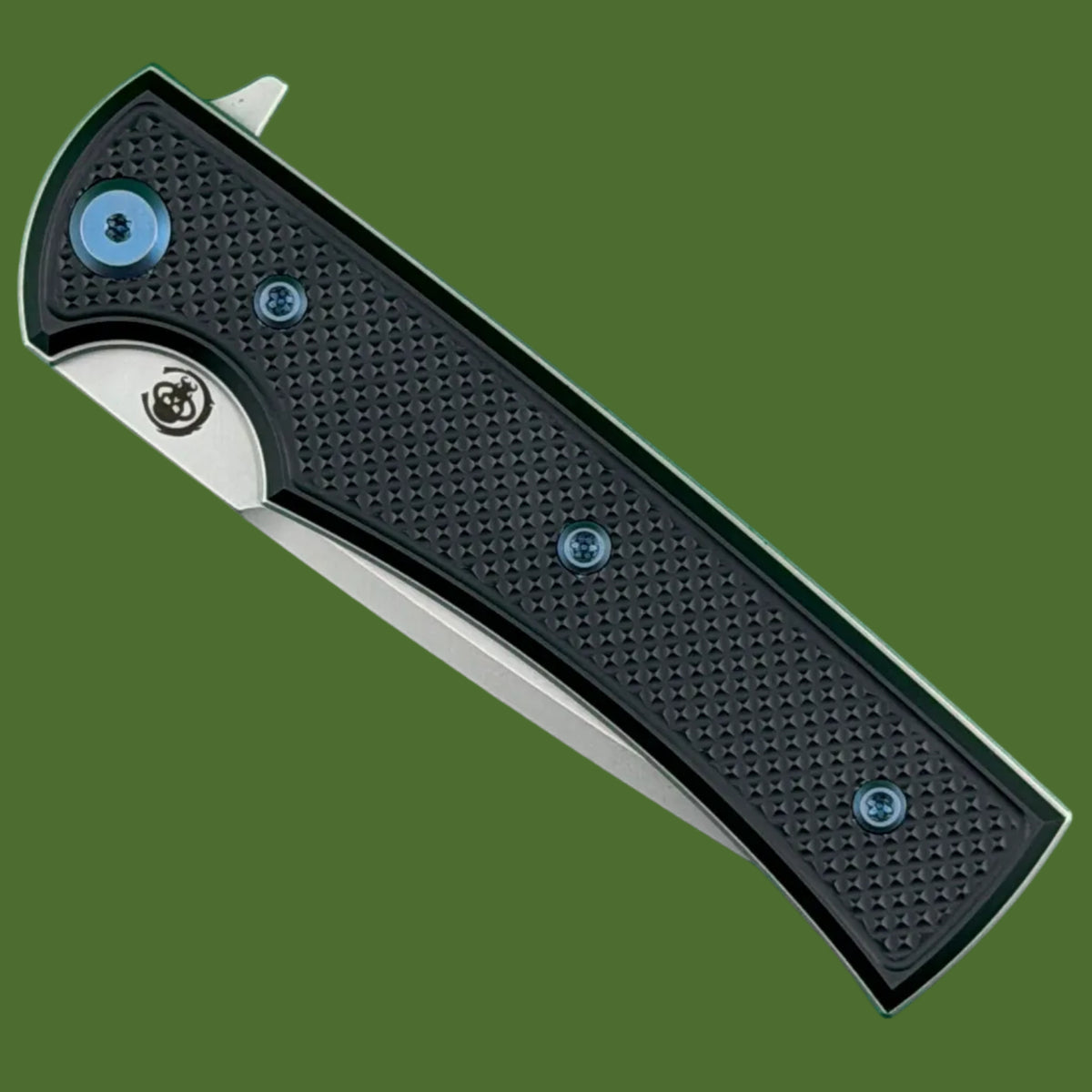 Chaves Blue Label Liberation Street Liner Lock Black Knurled Aluminum Handles Blue Hardware (Stonewash Tanto)
