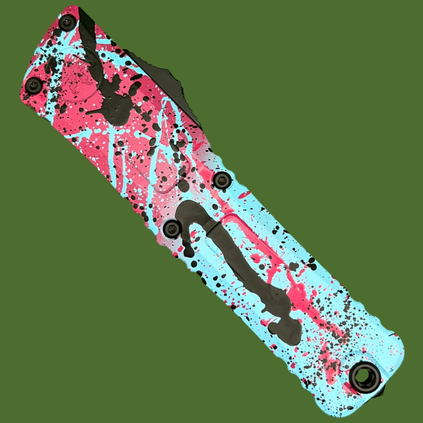 Microtech Combat Troodon D/E Gen III Signature Series Light Blue/Pink/Black Splatter Standard