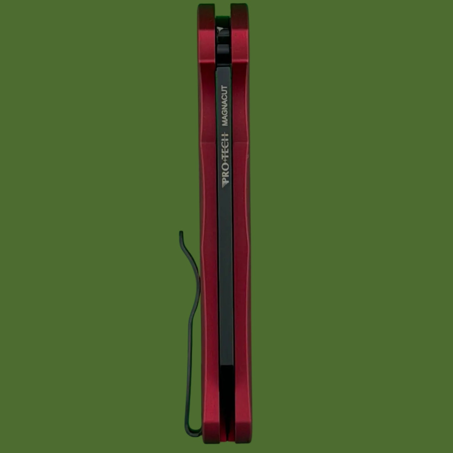 Protech Malibu Button Lock Flipper Red/Black Smooth Handle Reverse Tanto 5403-RED