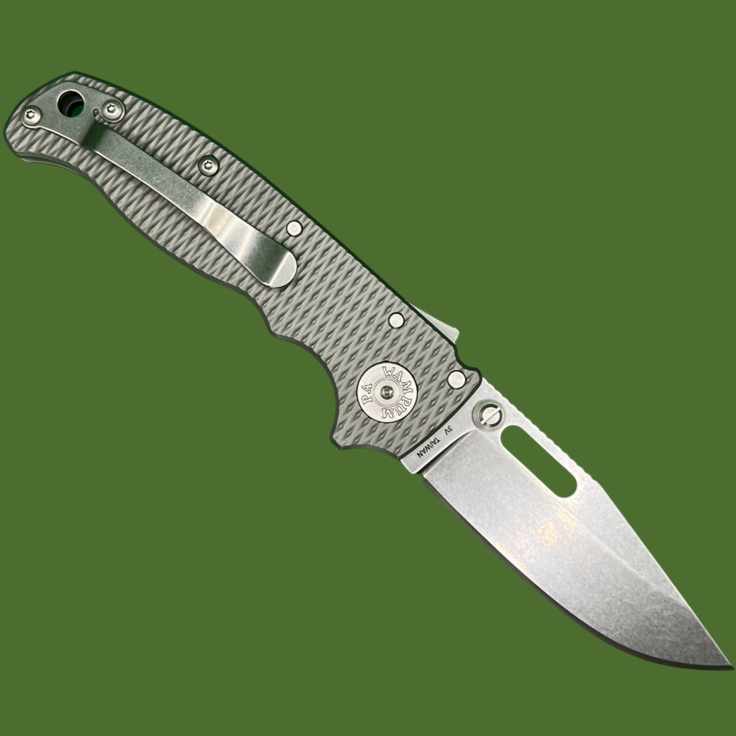 Demko AD20.5 Clip Point Shark Lock Textured Titanium 3V