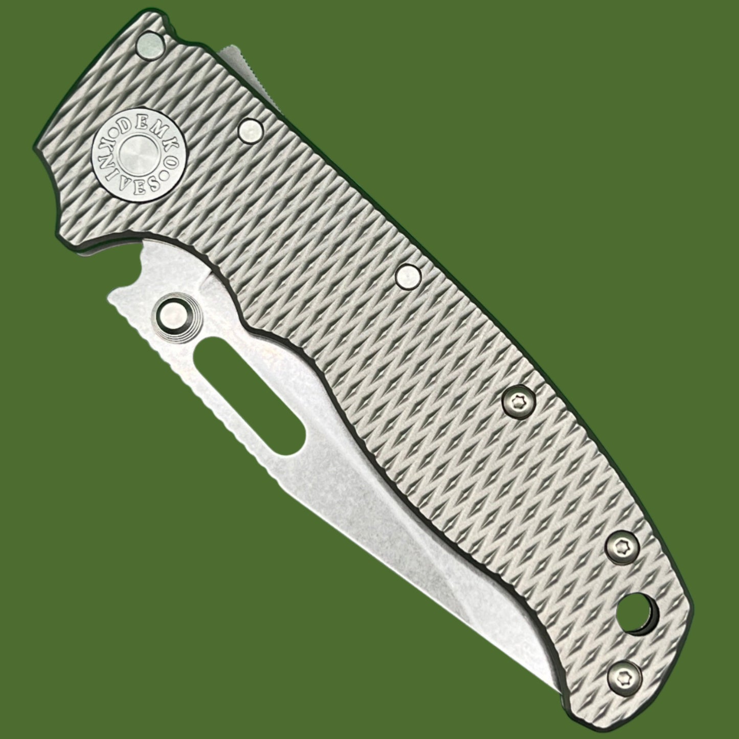 Demko AD20.5 Clip Point Shark Lock Textured Titanium 3V