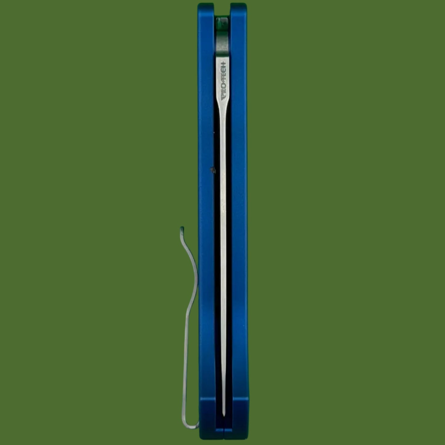 Protech Brend Classic Auto Diamond Textured Blue Aluminum Stonewashed Blade WB1105-BLUE