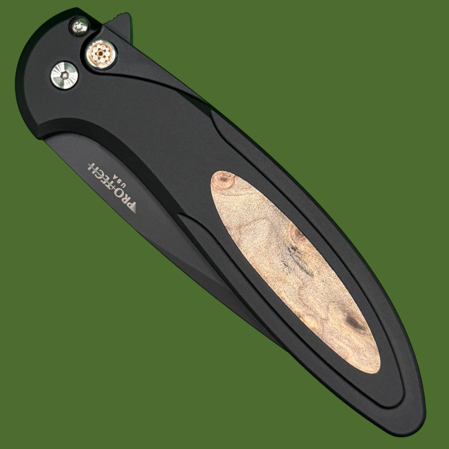 *Pre-Owned* Protech Cambria 2 Button Lock Maple Burl Inlay