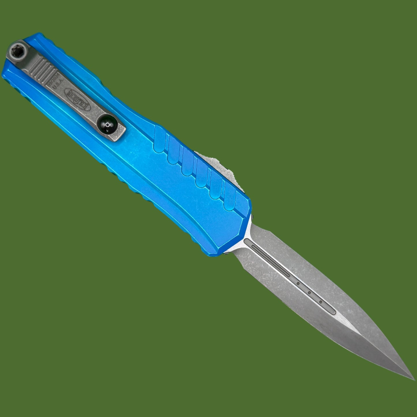 *Pre-Owned* Microtech Cypher II D/E Marbled Blue Apocalyptic Standard 1242-10MBL