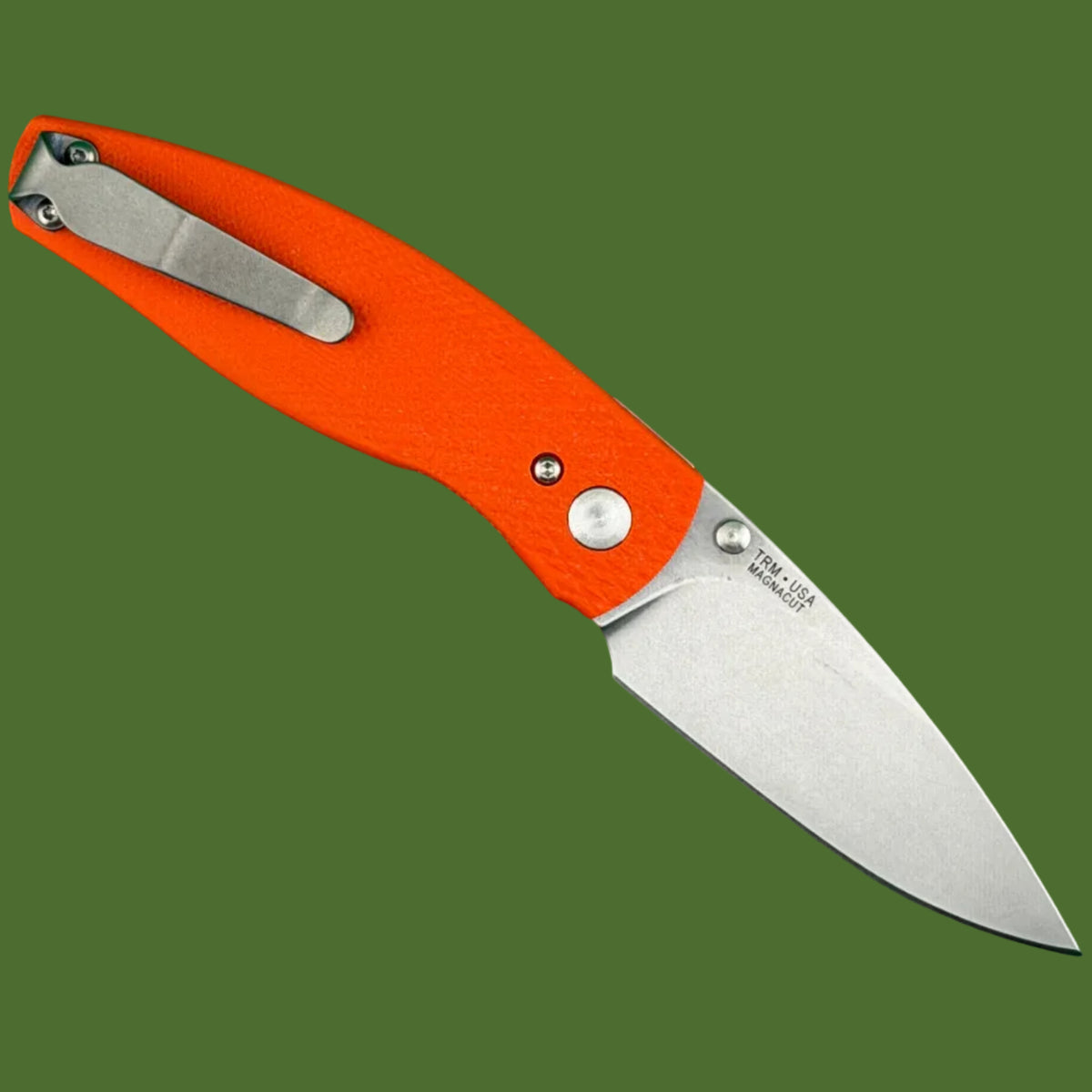TRM Neutron 2 Linerlock Lizard Skin Hunter Orange G-10