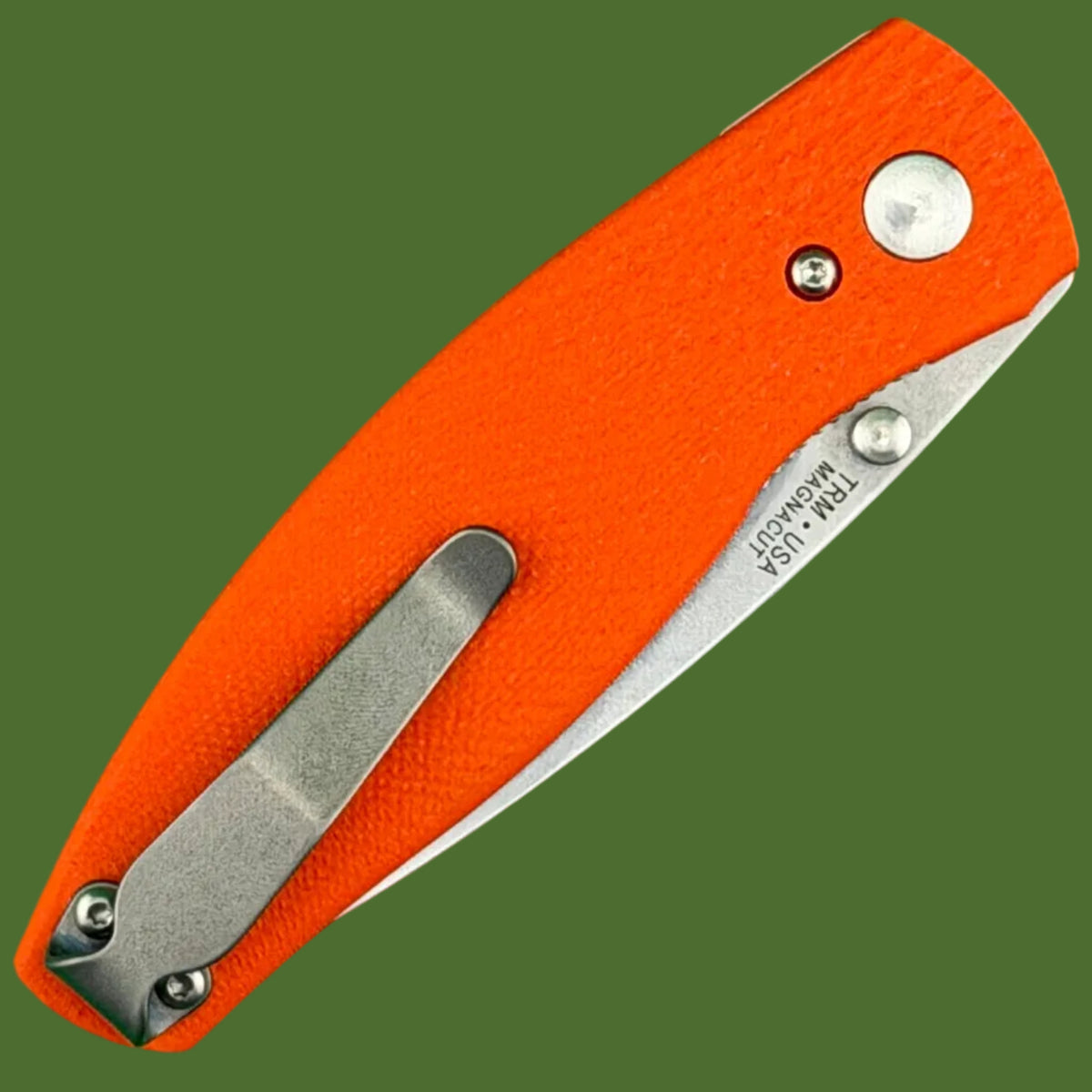TRM Neutron 2 Linerlock Lizard Skin Hunter Orange G-10