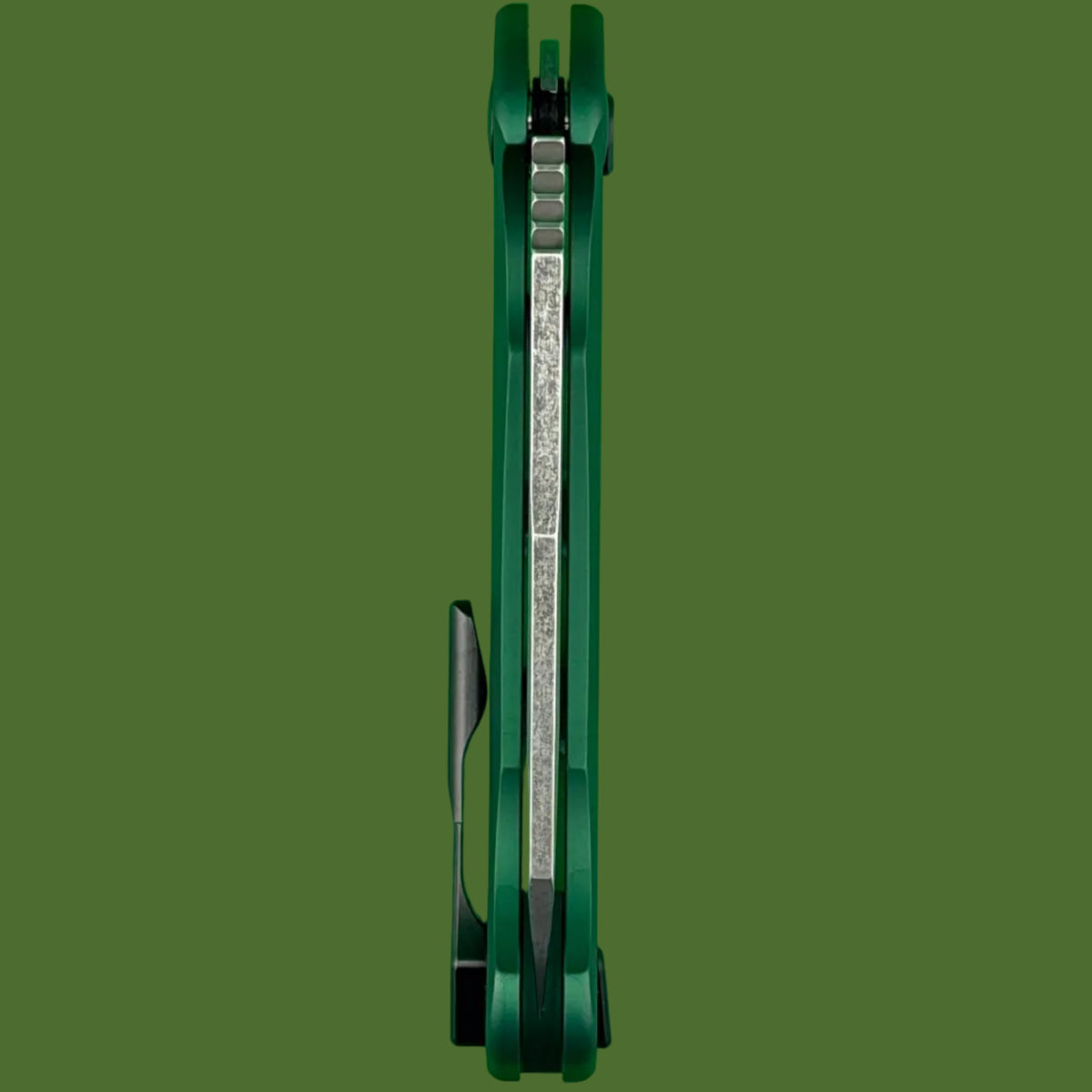 *Pre-Owned* Dead Reckon Ridgeback Integral Vertebrae Dark Stonewash Reverse Tanto (Green Aluminum)