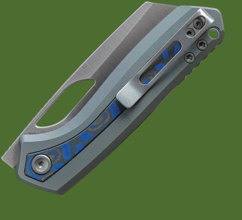 Vosteed Kroc Top Linerlock Grey Aluminum/Ocean Micarta Inlay