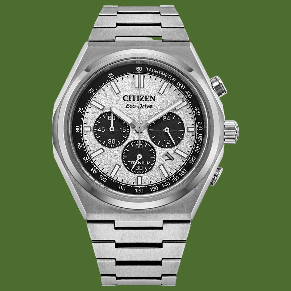Citizen Zenshin Chronograph Eco-Drive Super Titanium White Dial CA4610-85A
