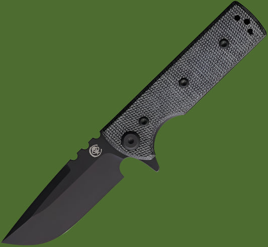 Chaves T.A.K. Blue Label Liner Lock Flipper Drop Point (Black Micarta, Black Blade)