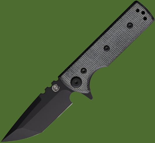 Chaves T.A.K. Blue Label Linerlock Flipper Tanto (Black Micarta, Black Blade)
