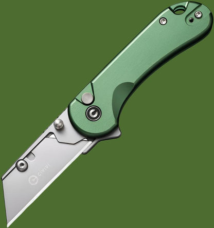 Civivi Elementum Button Lock Utility Knife (Green Aluminum Handle)