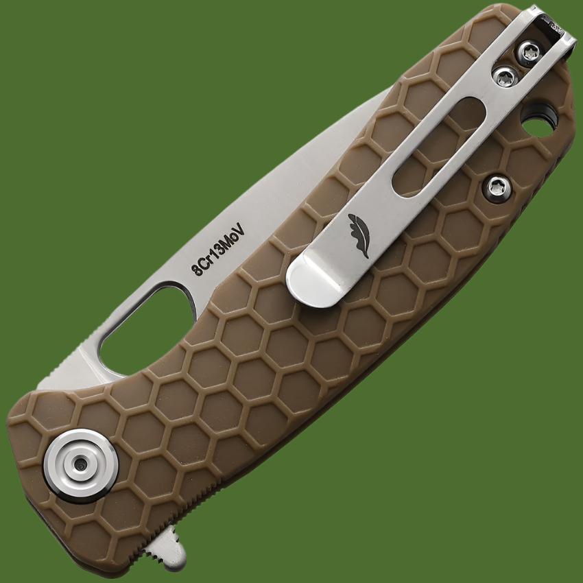 Honey Badger Small Linerlock Drop Point (Tan)