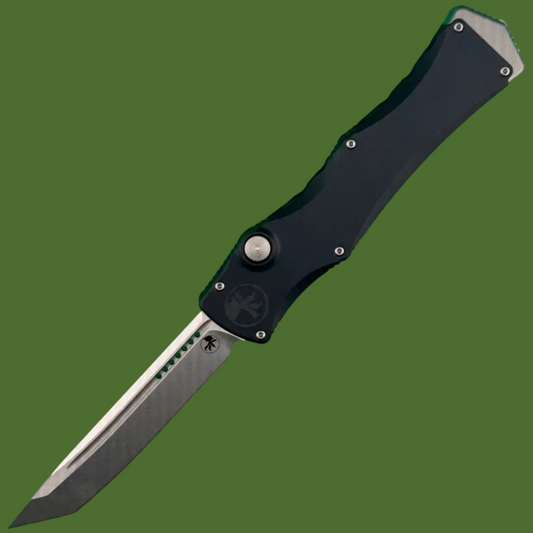 Microtech Halo IV Tanto Edge Marfione Select Stonewash Finish Hardcoat Anodized Alloy Double Vapor Blast Stainless