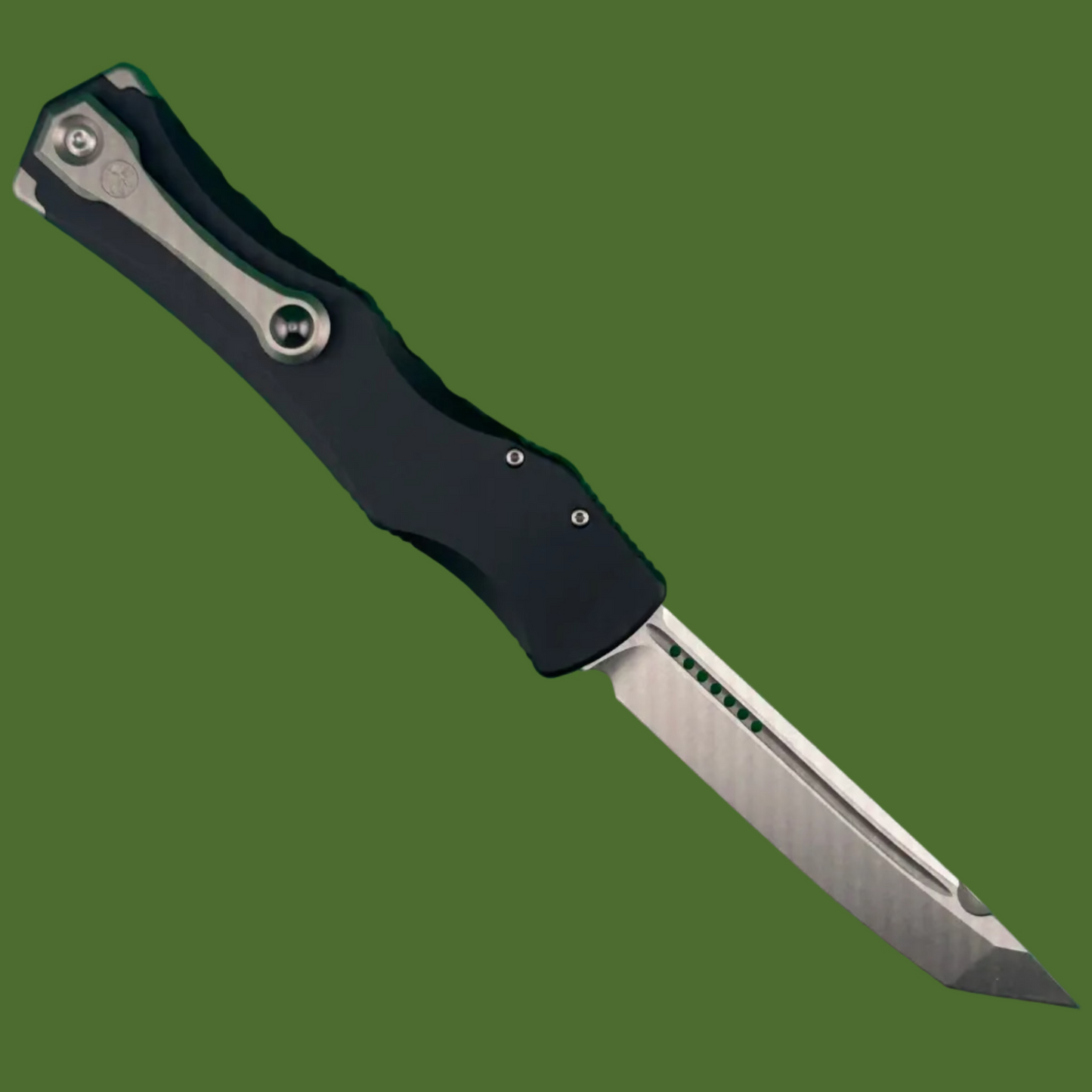 Microtech Halo IV Tanto Edge Marfione Select Stonewash Finish Hardcoat Anodized Alloy Double Vapor Blast Stainless