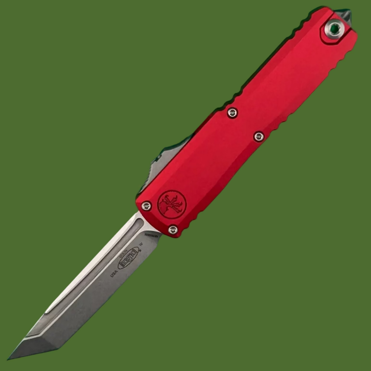 Microtech UTX-70 T/E Gen IV Red Stonewash Standard 11494-10RD