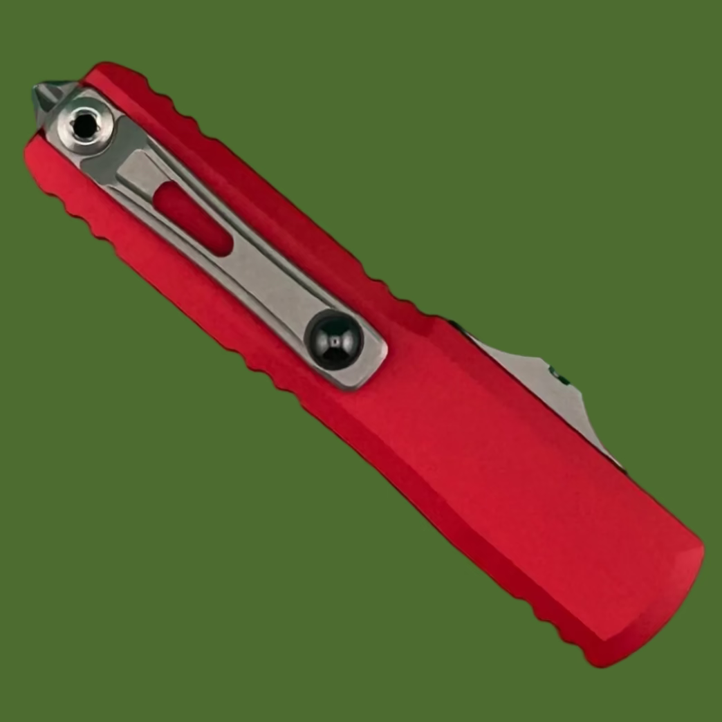 Microtech UTX-70 T/E Gen IV Red Stonewash Standard 11494-10RD