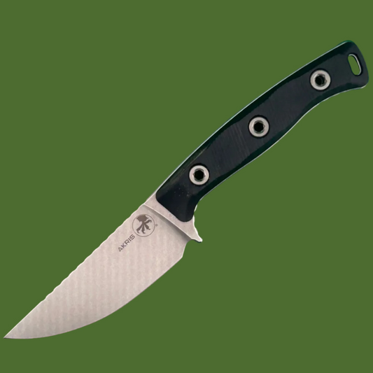 Microtech Akris G-10 Black Dark Chocolate Leather Sheath Stonewash Standard 95-10 BK-1