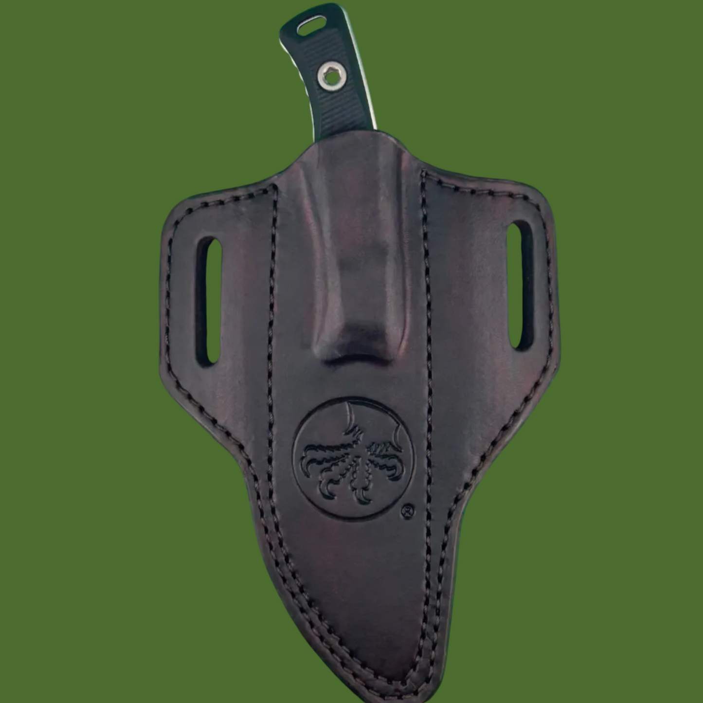 Microtech Akris G-10 Black Dark Chocolate Leather Sheath Stonewash Standard 95-10 BK-1