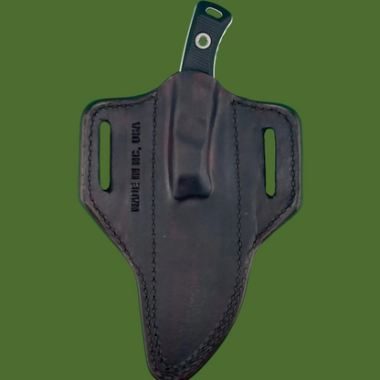 Microtech Akris G-10 Black Dark Chocolate Leather Sheath Stonewash Standard 95-10 BK-1