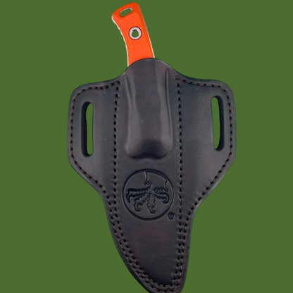 Microtech Akris G-10 Ember Dark Chocolate Leather Sheath Stonewash Standard 95-10 EM-1