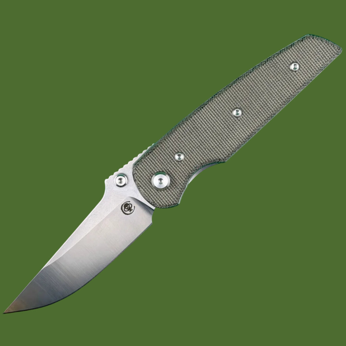 Chaves Blue Label Disciple Street Liner Lock Green Micarta (Belt Satin Finish)