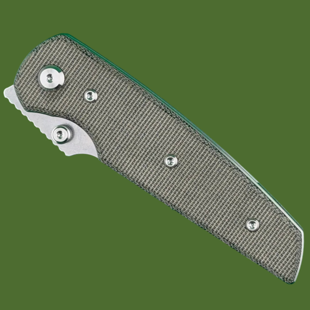 Chaves Blue Label Disciple Street Liner Lock Green Micarta (Belt Satin Finish)