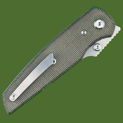 Chaves Blue Label Disciple Street Liner Lock Green Micarta (Belt Satin Finish)