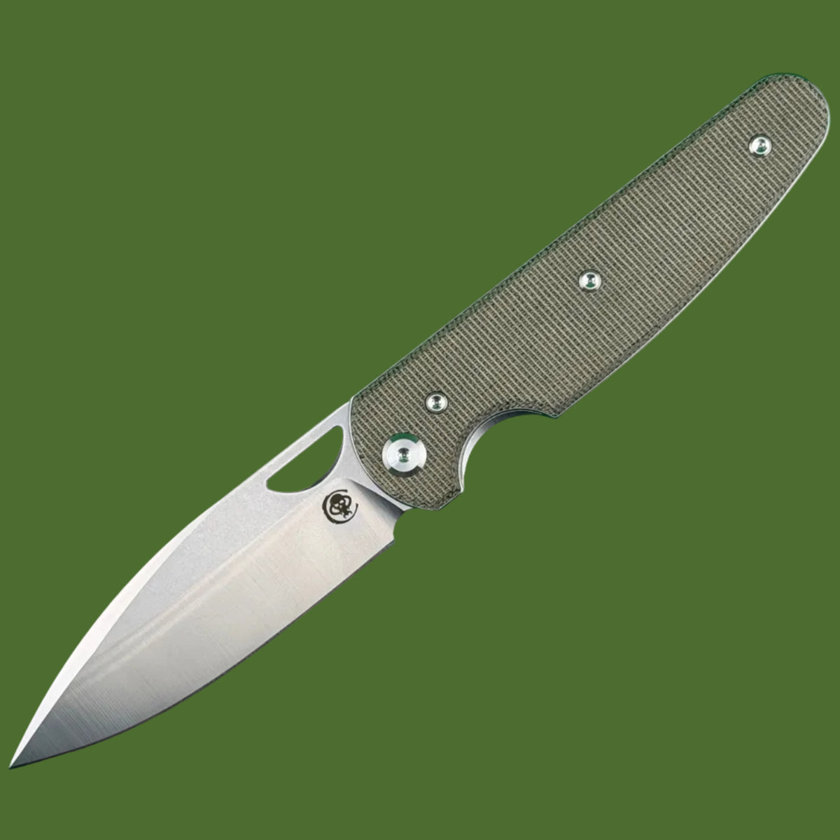 Chaves Blue Label Phase 229 Liner Lock Green Micarta (Belt Satin Finish)